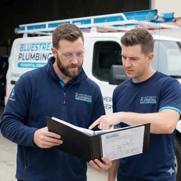 Charlotte plumber interacting with client